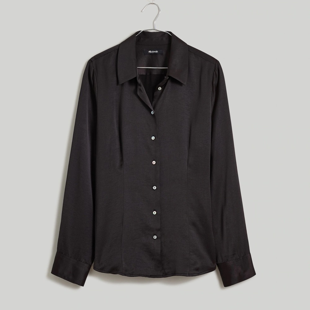 Madewell Darted Button-Up Shirt in Satin